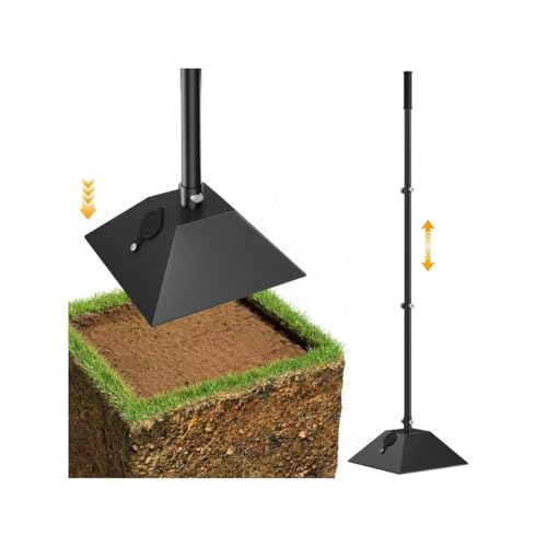 Steel Tamper 10x10 with 49 Handle Ground Tamper Tool Fillable Steel Base Heavy Duty Compactor Tool Adjustable Length Rubber Grip for Soil Asphalt Ground Gravel Paver Yard and Blacktop Repair