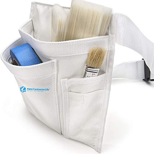 5-Pocket Single Side, Tool Belt & Work Apron For Painters, Small Tool Pouch For Carpenters And Builders - Durable Canvas Garden Tool Belt & Water Proof Waist Apron, Utility Belt Women And Men #TOP1