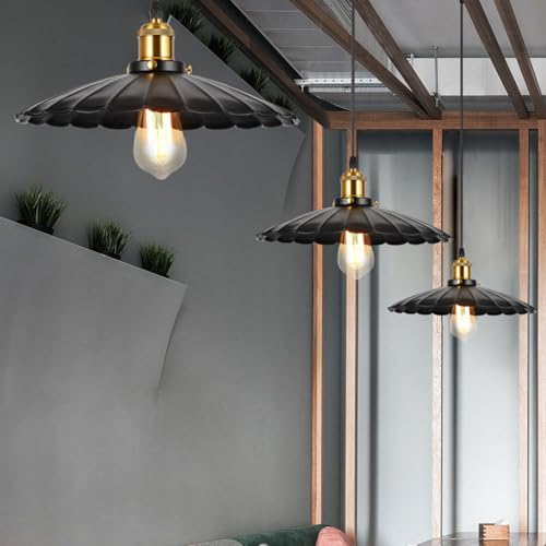 Lámparas de techo vintage E27 con candelabros de pasillo en aluminio negro mate 4