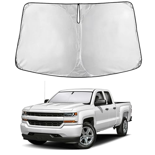 EcoNour Windshield Sun Shade Compatible for Chevrolet Silverado 1500 2014–2018 | Full-Size Pickup Front Window Sunshade | Foldable Sun Visor Protector | UV & Heat Blocking