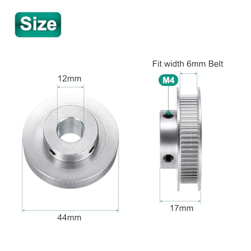 QUARKZMAN 4 Stück GT-2 60T Umlenkrolle 12mm Bohrung, Aluminium Zahnriemenscheibe 60 Zähne Passend Für 6mm Breite Zahnriemen Für 3D-Drucker