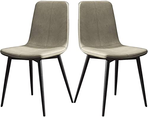 SJIALEN Retro Dining Chairs Set of 2, for Hotel Office Chair PU Leather Backrests Meeting Room Chair Solid Black Metal Legs Kitchen Chair Kitchen Chair (Color : Light Gray, Size : 43x40x86cm)