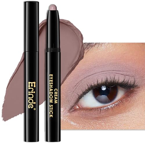 Erinde Matte Lidschattenstift, Matt Eyeshadow Stick Wasserfest & Langanhaltend, Creme Shimmer Crayon Eyeliner, Metallic Shimmer Augen Makeup Pen #12 Light Taupe