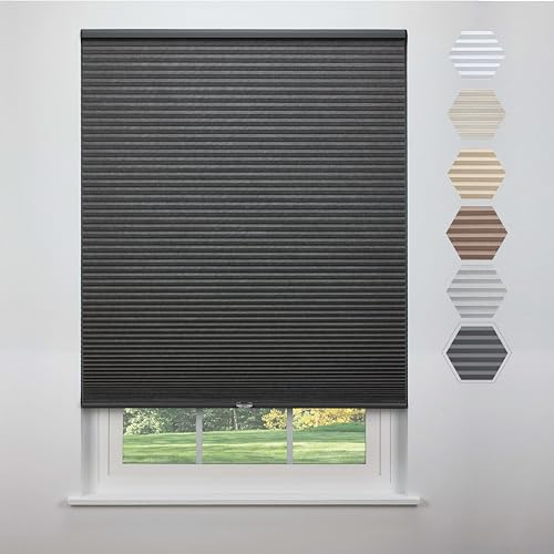 Linen Avenue Cordless Standard Blackout Cellular Shade 34 3/4 W x 48 H, Dark Grey (Arrives 1/4" Narrower)