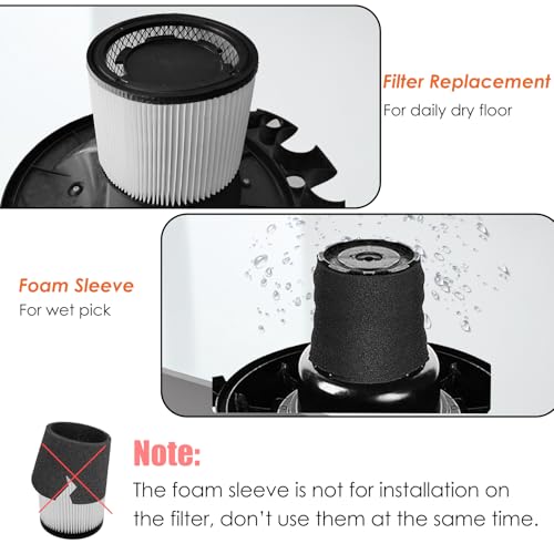 Image of 08 2566B Repalcement Filter Cartridge for Stanley 5-18 Gallon Wet /Dry Vacuums, Compatible with SL18115 /SL18115P /SL18116 / SL18116P /SL18191P /SL18199P /SL18117 Wet /Dry Vacuum-1 Pack
