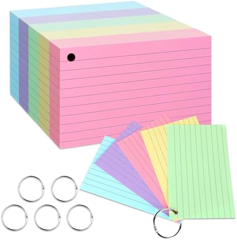 Amazon.com : 500PCS Index Cards, 3x5 Inches Colored Flash Cards with ...