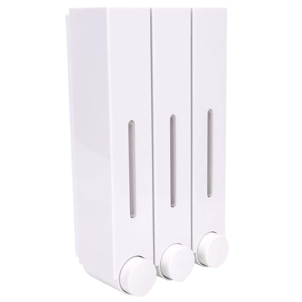 Longzhuo Dispenser di disinfettante, erogatore di Sapone Liquido per Doccia a Parete Dispenser di Shampoo a Tre Teste per Bagno dell'hotel(Bianca)