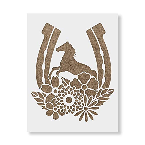 Stencil Revolution Floral Horseshoe Stencil - Horse & Floral Designs, Laser Cut Mylar Stencil