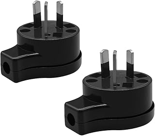 (2 Pack) Flat Top AU Plug End,Toptekits DIY Rewireable Australia 3 Prong Electrical Adapters 10A 250V Electrical Wire Connect AC Power Converters Detachable (Flat Top AU Plug Black)