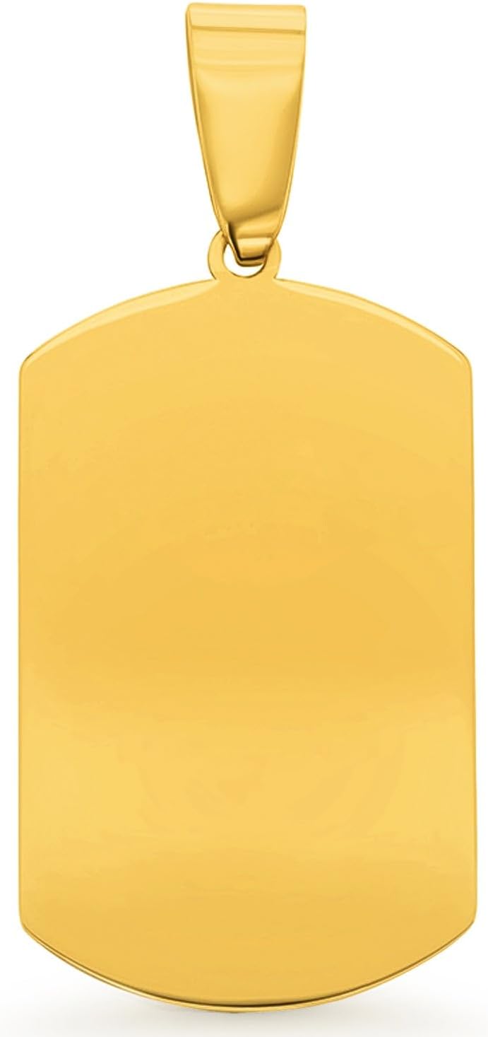 Jewelry America Solid 14k Yellow Gold Personalized Engravable Dog Tag Pendant