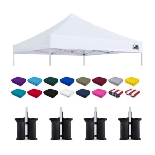 Eurmax USA Canopy Replacement Top Only,10x10 Pop Up Canopy Tent Top Cover,Choose 30 Colors,with 4PC Pack Canopy Weight Bag (White)