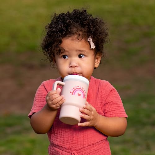 Image of Infantino My 1st Tumbler Limited Edition Pink Hearts Adorable Miniature Tumbler with Leak-Resistant Straw and Toddler-Friendly Handle, Encourages Hydration, Easy to Clean, 266 ml, Pink