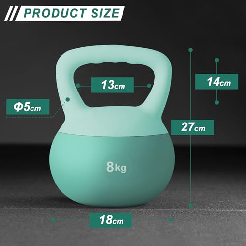 sogesfurniture Weiche Kettlebell 2kg, 3kg, 5 kg, 6kg, 8kg, 12 kg, Kugelhantel Weich, Bodenschonende Schwunghantel Kugelgewicht für Frauen Gewichtheben, Krafttraining Fitness Gymnastik – Bild 4