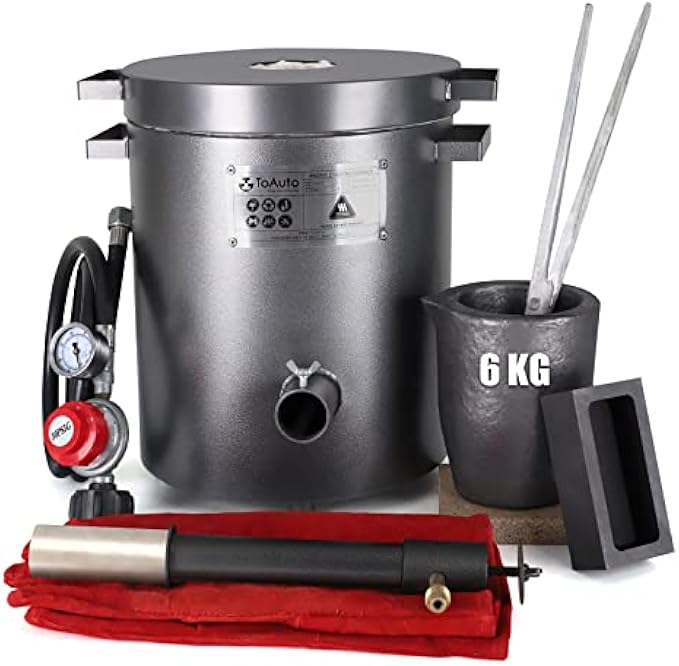 TOAUTO 6KG Upgraded Propane Furnace TMF6000B-V3 Gas Kiln Kit 1300°C/300°F For Scrap Metal Recovery Gold Silver Copper Aluminum Melting Refining Melting