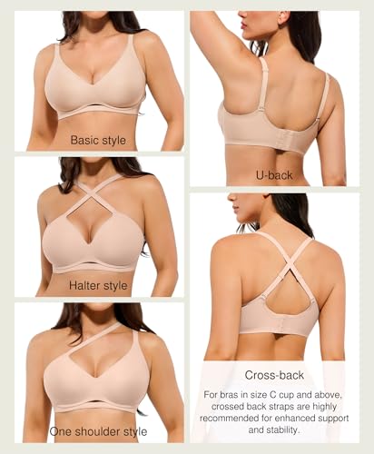 Wireless Bras for Women Comfortable Deep V Breathable Jellysoft Bras — view 5