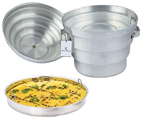 Kuber Industries Aluminium Idli Maker Cooker with 4 Plates+ 3 Plates Steamers, 2 Dhokla Plate + 1 Patra Plate, 9.5 Diameter -CTKTC6035 (Silver)