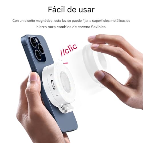 Luz con Pinza para Móvil,Anillo De Luz Magnético con Clip para Teléfono - Recargable 3 Modos Iluminación para Maquillaje Trabajo Remoto Reuniones por Cámara Viajes Portátil Fotografía - imagen 5