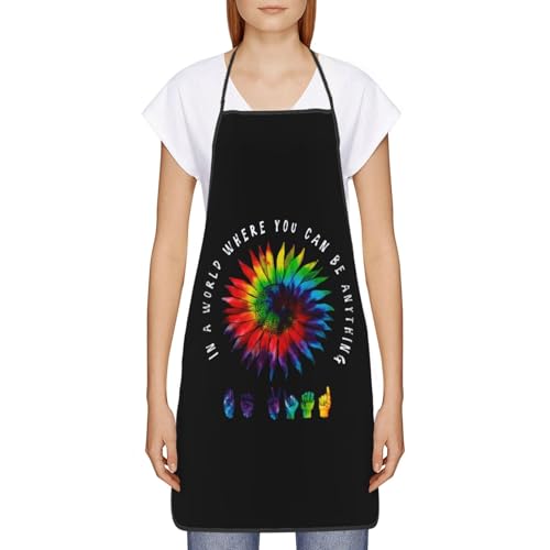 Be Kind Sign Language Deaf Awareness Asl Adjustable Chef Aprons For Kitchen, Cooking, BBQ & Grill For Men Women