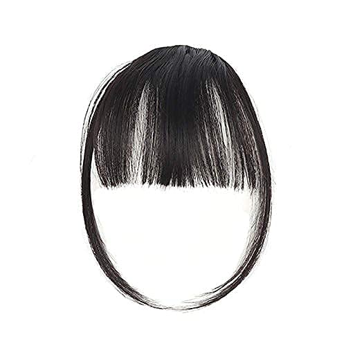 Scheibe Clip on Hair Bang Front Hair Fringe Hair Extension Hair wig band Headband Hair piece Women And Girls(Natural Black)