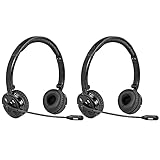 2 Pack LUXMO Bluetooth Trucker Headset with Microphone Noise Canceling Wireless On Ear Headphones, Hands Free Telephone Headset for Cell Phone Laptop Office Home Call Center Skype Video Meeting