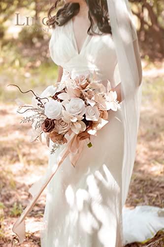 Ling's Moment Nude Boho Deluxe Artificial Flowers And Greenery Combo Box Set, Rust Sepia Fake Flower For Diy Wedding Bridal Bouquet, Centerpieces Decor, Floral Arrangement Decor, Etc. #TOP1