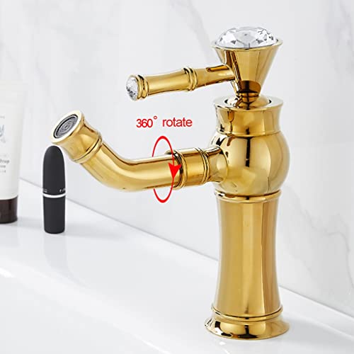 Robinet d'eau en laiton doré avec mitigeur eau chaude et froide fluide - 3