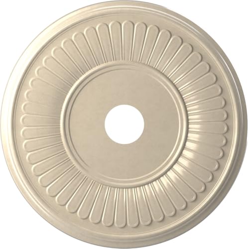 Image of Ekena Millwork CMP22BEEPE Berkshire Thermoformed PVC Ceiling Medallion (Fits Canopies up to 10 1 /8 inch), 22 inchOD x 3 1 /2 inchID x 1 inchP, Universal Metallic Pearl Mist