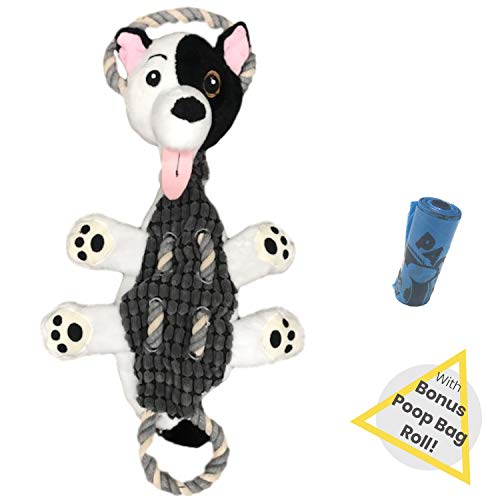 Pacific Pups Products Plush Dog Toy with SQUEAKERS, STUFFINGLESS Crinkle Dog Toys Squeaky
