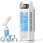 Portable Air Conditioner, 4 IN 1 Evaporative Air Cooler, 1200ML Water Tank, 3 Speeds & Storm Mode & Mist Spray, 120° Auto Oscillation, 12H Timer, Quiet Tower Cooling Fan for Room, Bedroom - White