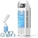 Climatiseur Mobile 6 en 1, Climatiseur Portable Silencieux avec Refroidisseur d'air 1200ml, 120°Oscillation, 1-12H Minuteries, 4 Vitesses, Touches Tactiles et Télécommande (Blanc frais)