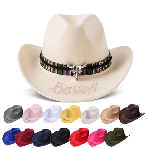 Custom Cowboy Cowgirl Hats with Engraving Name Western Cowboy Hat for Women Men Personalized Toddler Cowboy Hats for Kids