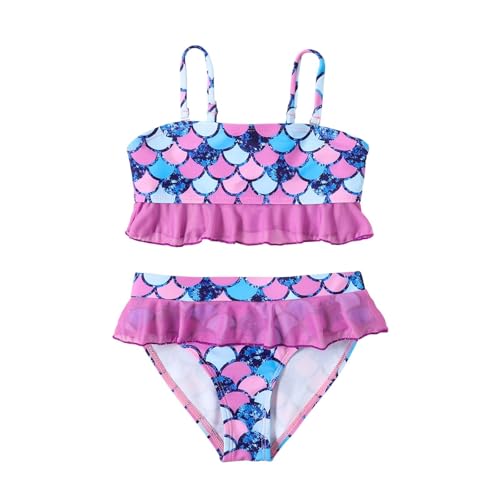Traje de Baño de Dos Piezas para Niña Conjunto de Bikini con Correas Ajustables Tankini con Volantes Traje de Baño de Playa de Hawaiana 5-13 Años