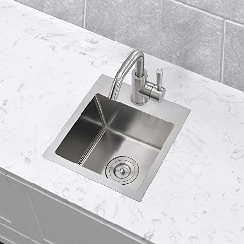 13 Drop In Kitchen Bar Sink, Zdhht 13 X 15 Inch 304 Stainless Steel Topmount Single Bowl Small Kitchen Bar Sink Laundry Sink Outdoor Sink Rv Sink #TOP7
