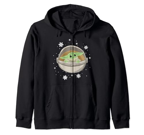 Sweat à capuche zippé enfant Baby Yoda Star Wars The Mandalorian motif neige