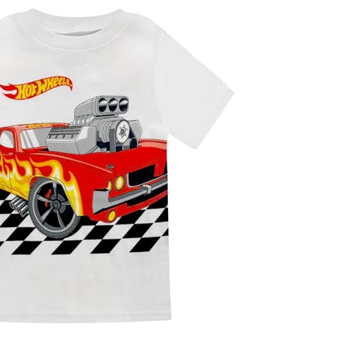 Hot Wheels Boys Pajama Set - 4 Piece Short Sleeve & Shorts Pajama Set - 100% Cotton Pjs, Snug-Fit Kids Summer Pajamas2