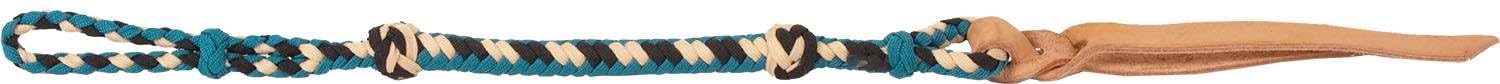 Mustang Quirt with Leather Popper Black/Teal/Cream