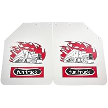 2PCS Universal Heavy Duty Polymer Mudflaps 24x30 Inch, White Angled Splash Guard Mudflap for Semi Trucks Tractor Trailer Fun Truck Pattern