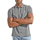 Corte ajustado GUESS Oz Pique Logo Polo Gris, gris, L