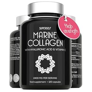 Marine Collagen Capsules 2200mg – with Hyaluronic Acid & Vitamin C – High Strength Complex for Skin Hair Support – Premium Type 1 Peptides – Collagen Supplements for Women & Men – 120 Capsules