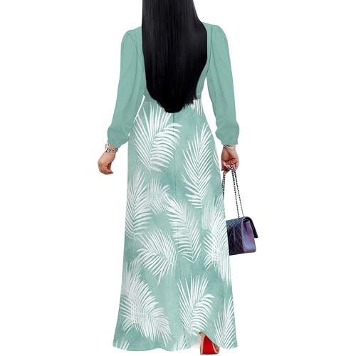 Image of PinkPatty Plus Size Dresses for Curvy Women V Neck Flowy Long Sleeves Wrap Maxi Dress Travel Vacation Outfits