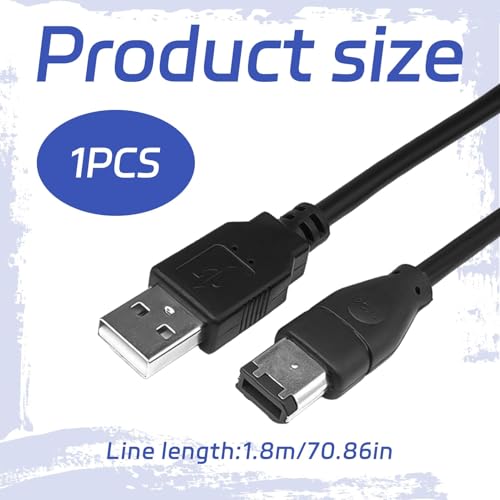 Grosion 1.8M FireWire to USB Adapter Cable,IEEE 1394 6-Pin Male to USB 2.0 Male Converter,Suitable for Printer/Camera/Hard Drive,Data Transfer 400Mbps