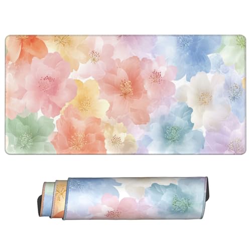Colorful Large Mouse Pad,Beautiful Pink Floral Desk Mat for Deskt...