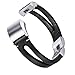 bayite Leather Bands Compatible Fitbit Charge 2, Leather Band Metal Clasp Smartwatch Replacement Accessory Bracelet, Black with Hole Small