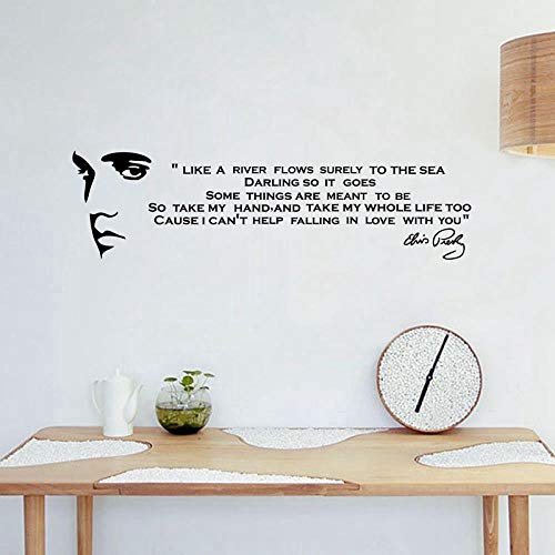 Image of Wall Stickers Black Like a River Flows.Elvis Presley Song Lyrics Vinyl Wall Art Sticker Quote Finished Size: 110x30cm