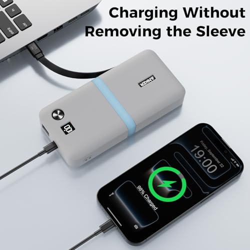 YWXTW Silicone Case for Anker Power Bank (20,000mAh/87W) - Shockproof Drop-Resistant, Travel Protective Cover with Lanyard | LCD Display Visible | Impact Protection for Anker Power Bank A1383 (Grey) by YWXTW - Used condition - Image 5