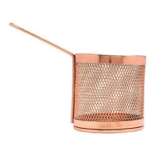 Mimo Style Mini Cestas de Batatas Fritas, Redondo de Aço Inoxidável Bronze para Servir, Onion Rings,