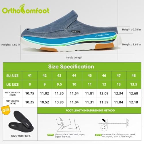 Image of OrthoComfoot Men's Orthopedic Slip-On Loafers Walking Shoes with Arch Support: Casual Plantar Fasciitis Slippers for Flat Feet, Comfortable Orthotic Shoes for Foot and Heel Pain Relief