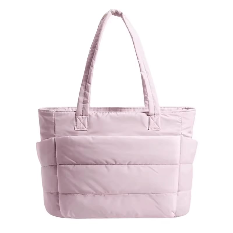 Bolsa Puffer Feminina Mala Academia Viagem Nylon Acolchoada (Rosa)