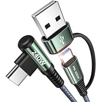 240W 10ft AINOPE Right Angle USB-C Charge Cable w/ USB-A Adapter only .99: eDeal Info