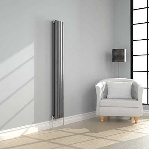 NRG Vertical Designer Gloss White Double Panel Oval Column Radiator 1800x472mm Bathroom Central Heating